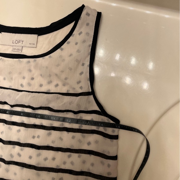 LOFT White Sheer Tank with Black Stripes- Size XXSP - Picture 4 of 7